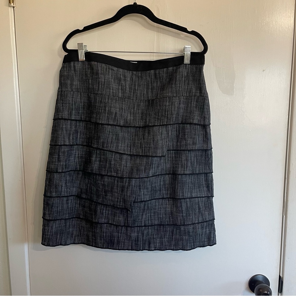 Worthington Charcoal Tiered A-Line Skirt
